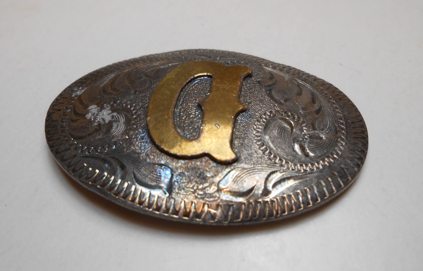 Vtg Western Style Horse Conchos Mexico Silver Overlay 4 Conchos Letter "D"
