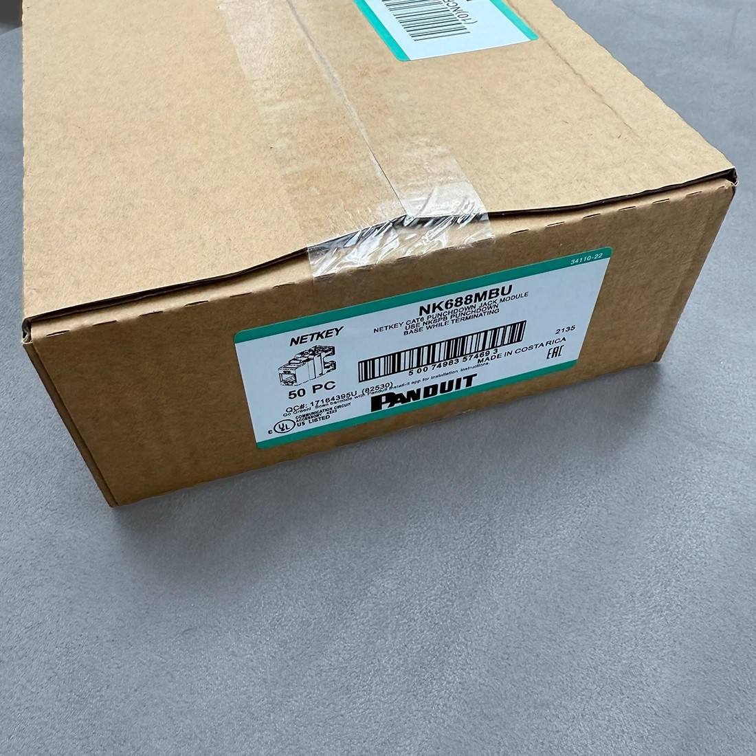 Panduit NetKey NK688MBU/NK688MAW Cat6 Keystone Jack Blue/white Module (Box of 50