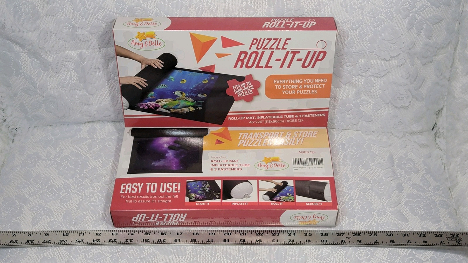 Lot Of 2 Puzzle Jigsaw Roll Up Mat Transport & Store up to 1500 Pieces 46"x26"