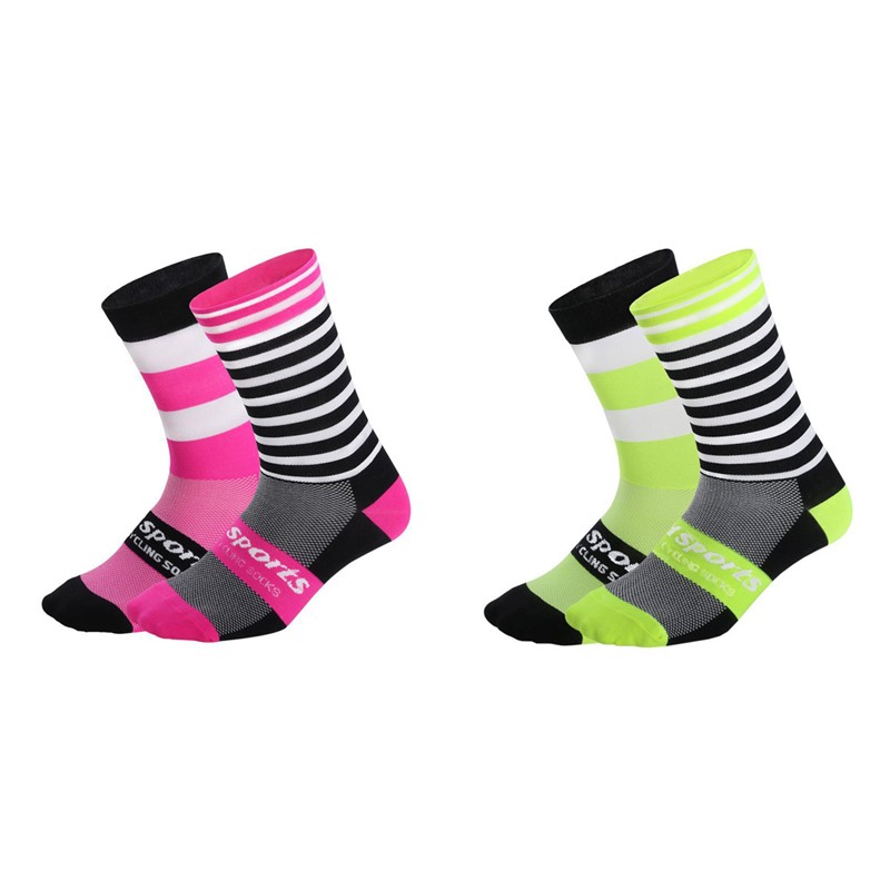 2Pairs Cycling Socks Riding Bicycle Bike Sports Ankle Socks XC MTB Green Black
