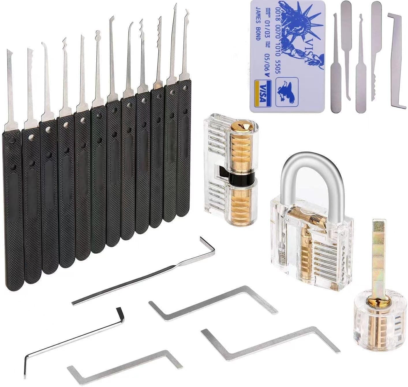3-Set Transparent Acrylic Practice Padlock Model for Lock Mechanism Training Kit
