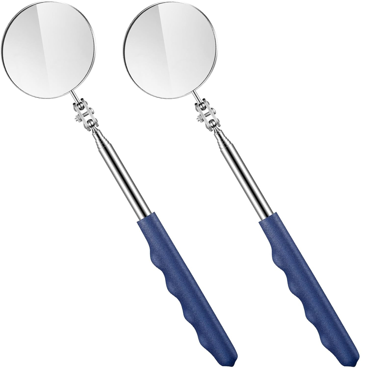 Telescoping Inspection Mirrors - 2 Pcs round Extendable Mirrors (50Mm)