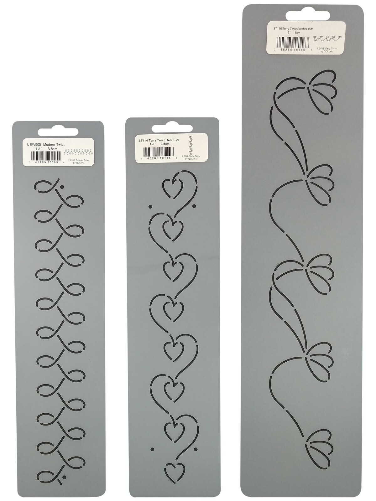 3 Quilting Stencils Border Quilt Pattern Wave Heart Feather Quilters Template