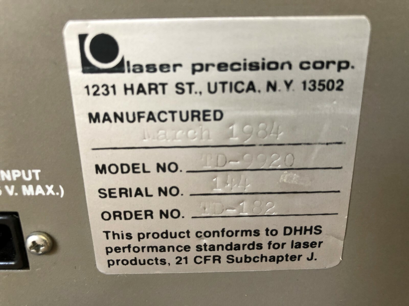 Laser Precision TD-9920 Optical Time Domain Reflectometer