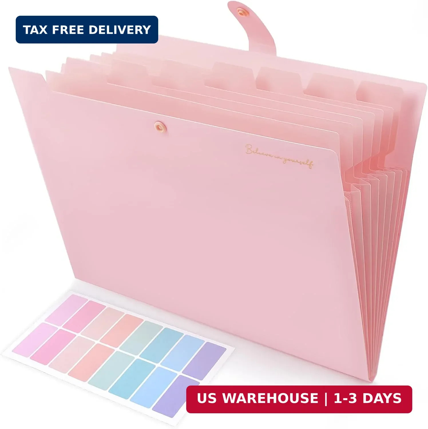 SKYDUE Expanding File Folder, Accordion File Organizer with 8 Pockets, Expandabl