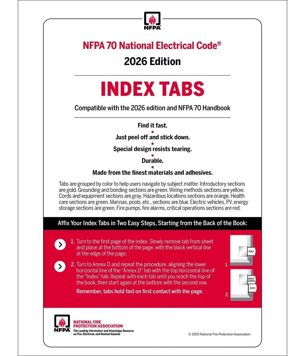 NFPA 70 NEC 2026 Spiral Code Book + 2026 Index Tabs Official Combo Set