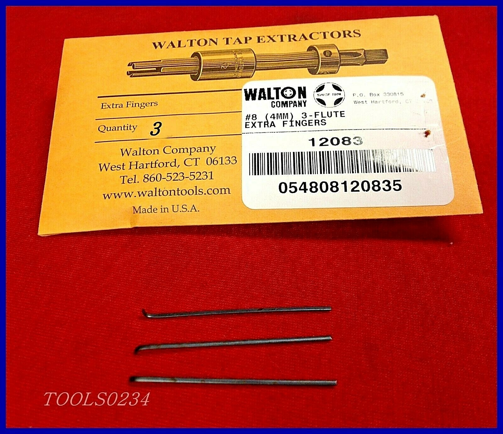 #8 3 Flute Extractor Walton 12083 Replacement Fingers Set of 3 Tap USA