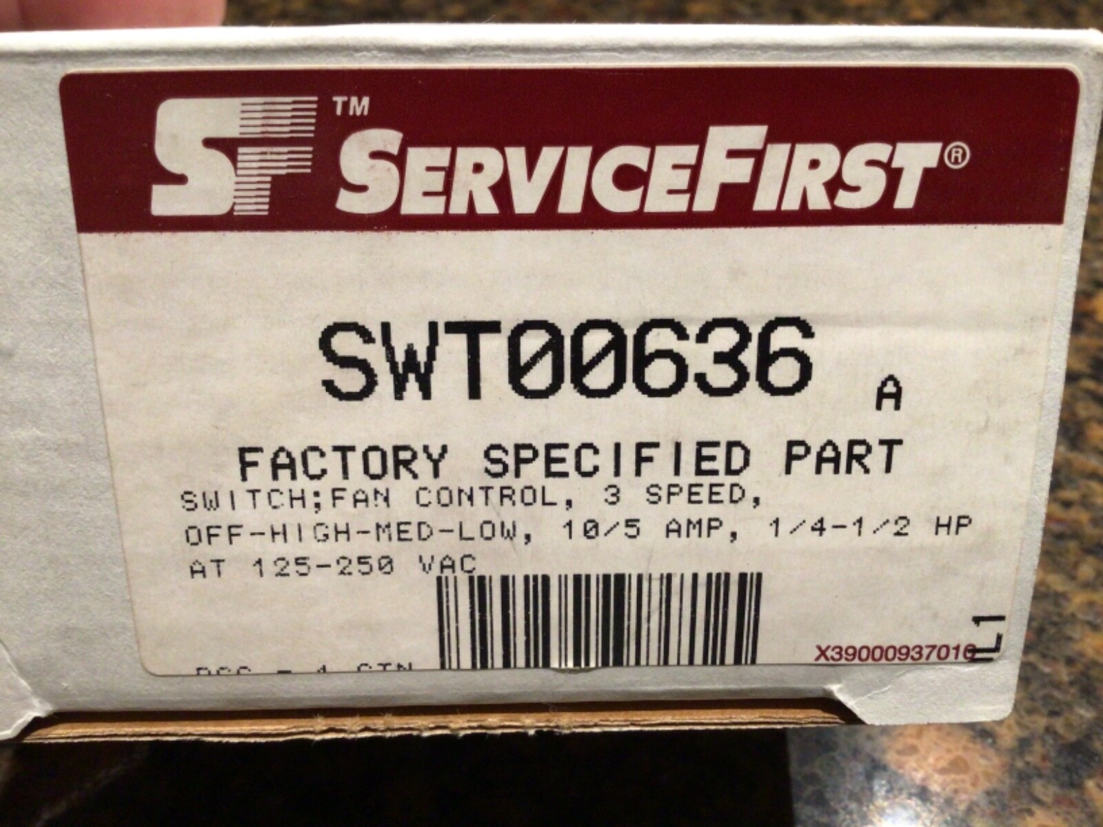 SWT00636 NEW GENUINE SERVICE FIRST FAN CONTROL SWITCH