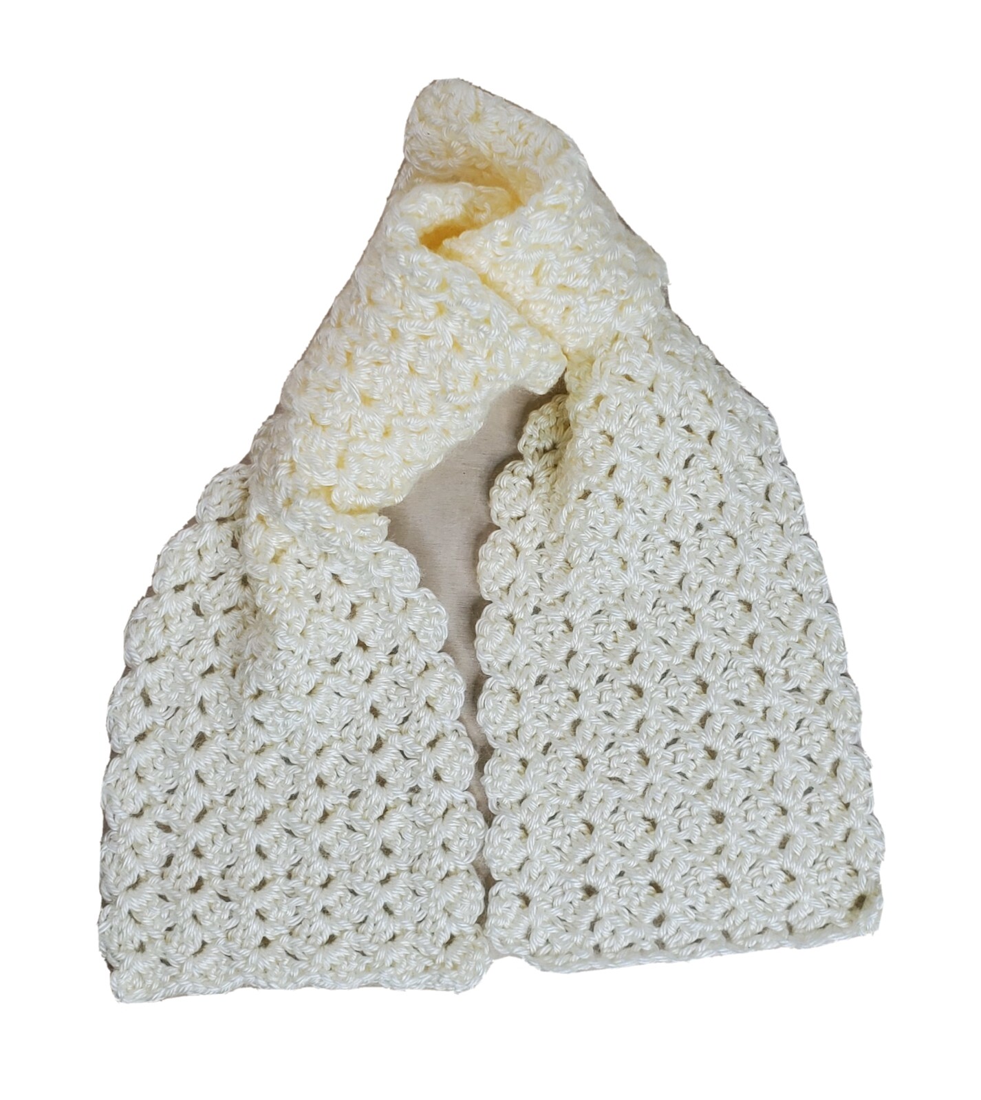 Scarf Knitted Handmade 6x45 in Yellow Scallop Children Adults Short Length