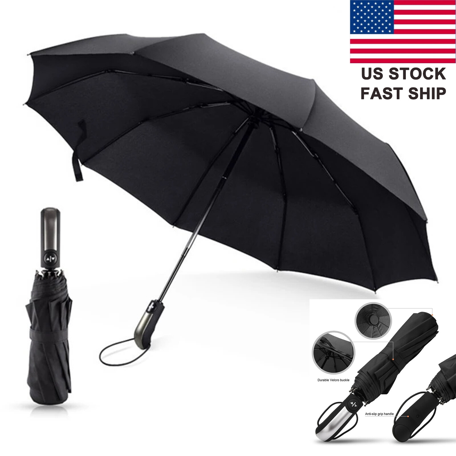 Automatic Umbrella Anti-UV Sun/Rain Windproof 3 Folding Compact Umbrella