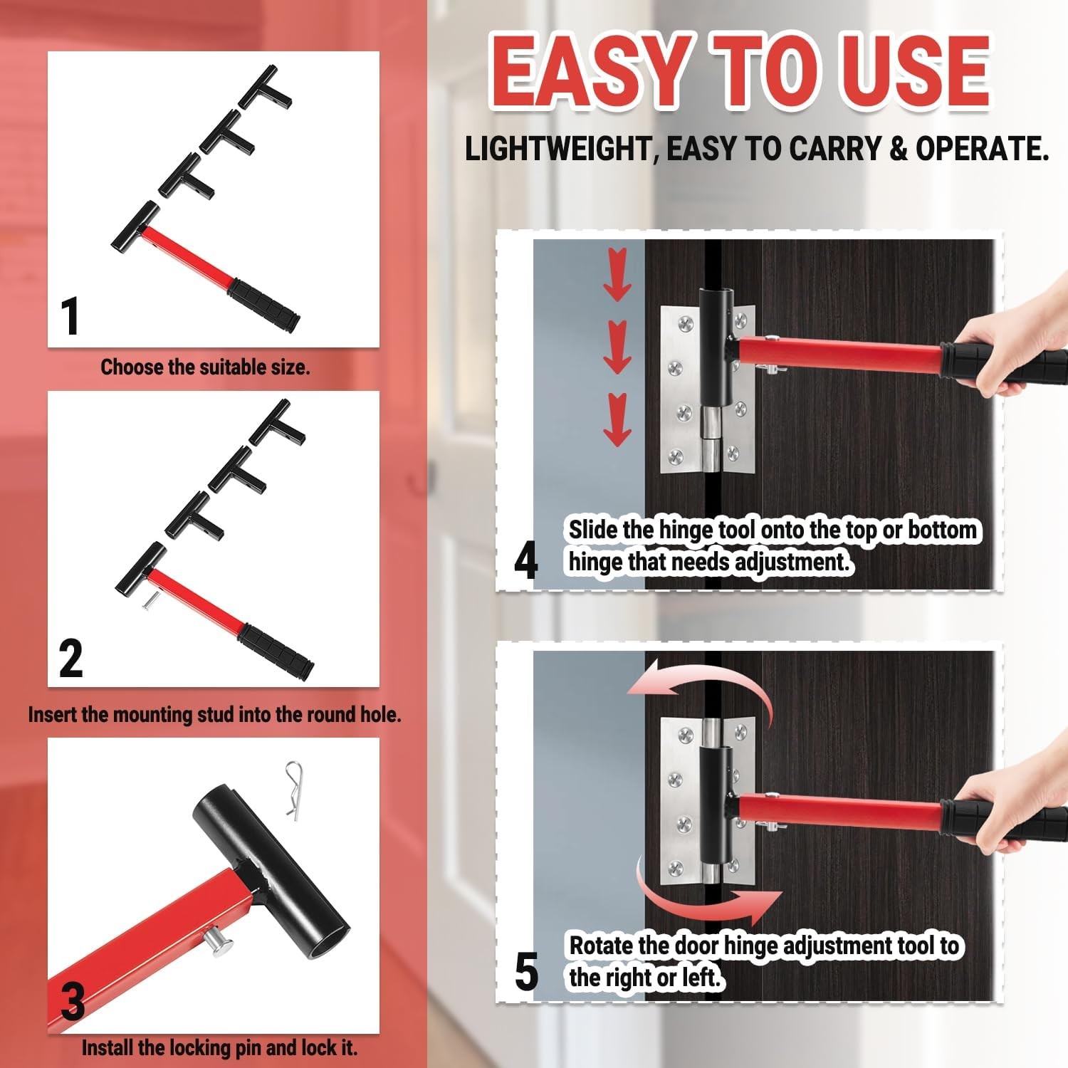 Professional 4-in-1 Hinge Adjusting Tool Kit for Round Bolt Doors Residential
