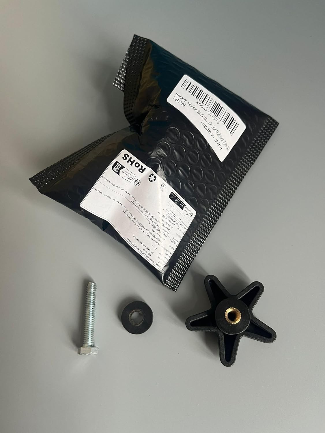 Rollator Walker Replacement Knobs 2 Sets – Universal Adjustable Parts Black