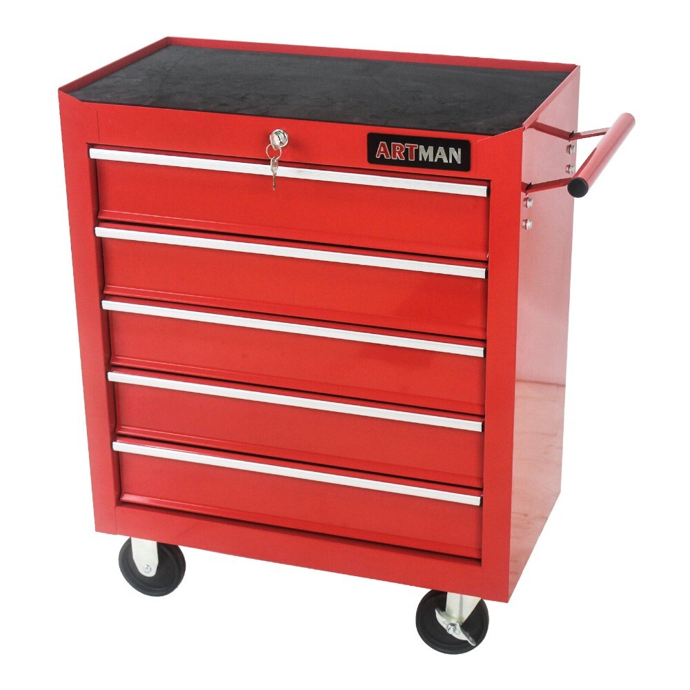 5 Drawers Rolling Tool Box Cart Tool Storage Cabinet Steel Lockable Tool Chest