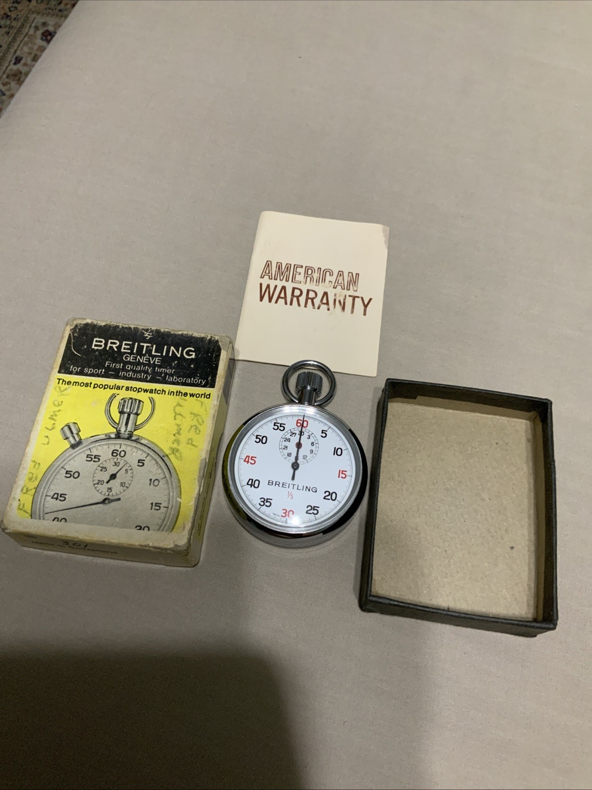 VTG BREITLING Geneve 1/5First Quality Timer Stopwatch Works Made in Switzerland