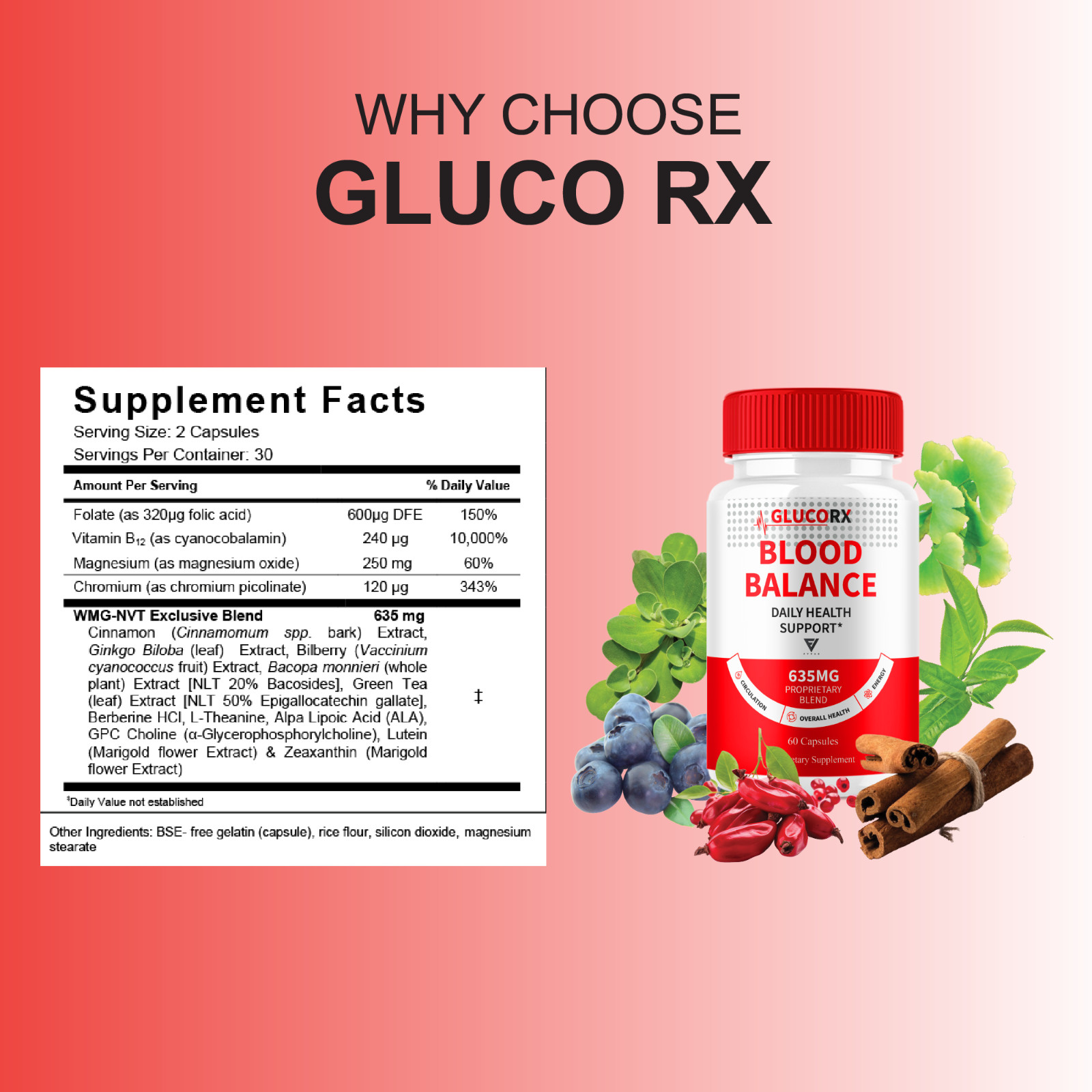 GlucoRx Blood Support Capsules, GlucoRx Maximum Strength (60 Capsules)