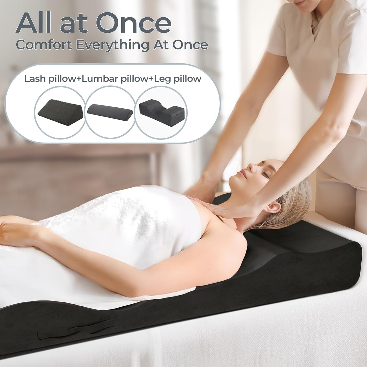 Ergonomic Lash Bed Topper, High-Density Foam Massage Table Topper with Plush