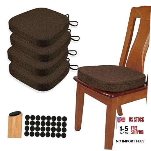 Thickened 2.5" Dining Chair Cushions Set of U-Shape High Density 4 Chocolate