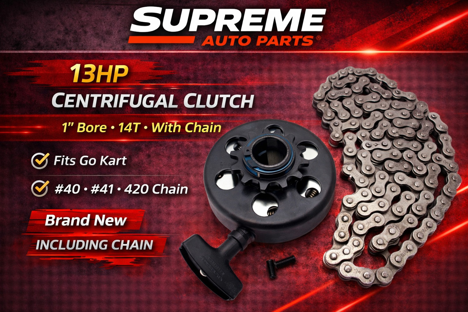 13HP Go Kart Centrifugal Clutch 1inch Bore 14T For 40 41 420 Chain MX With Chain