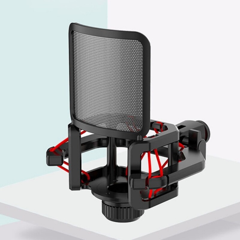 Adjustable Microphone Shock Mount With Microphone Filter Windscreen Reduce Noise