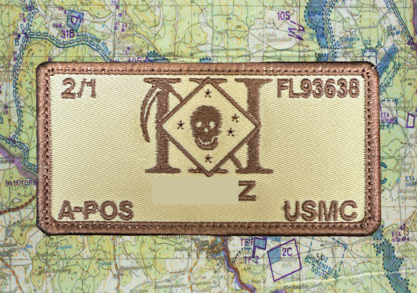 2/1 Marine Flak Vest Patch  w/Fastener Name/Rank/BLOOD/Unit