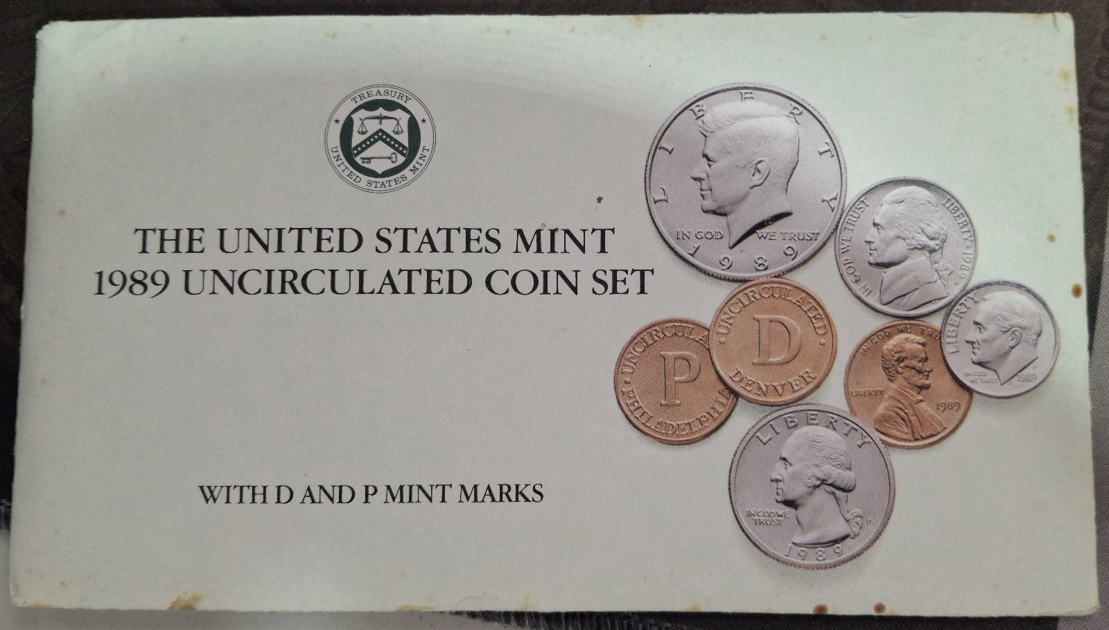 1989 Uncirculated Coin Set, Packaging ERROR, Missing "P" Cent, Sealed