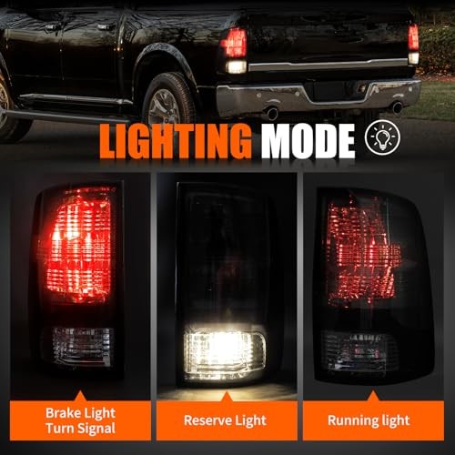 Pair Smoked Tail Lights w/Bulbs for 2009-2018 Dodge Ram Black