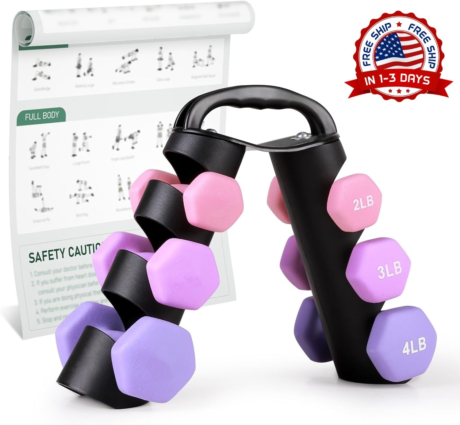 18 lb, juego de 6 con soporte para entrenamiento de fuerza y ​​resistencia NUEVO