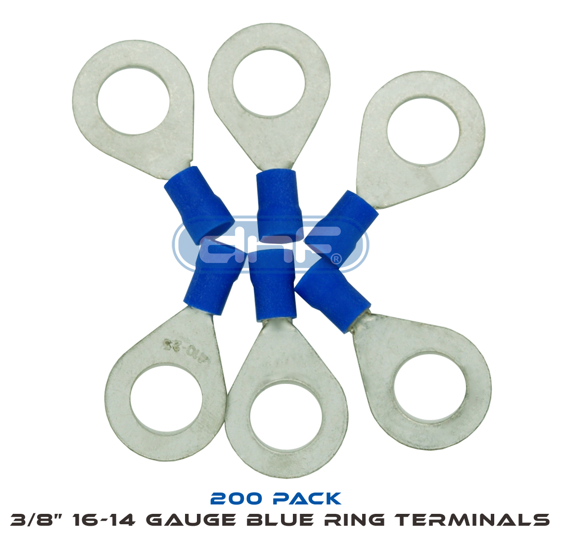 (200 PACK) 3/8" 16-14 GAUGE AWG BLUE RING TERMINALS ELECTRICAL WIRE CONNECTORS