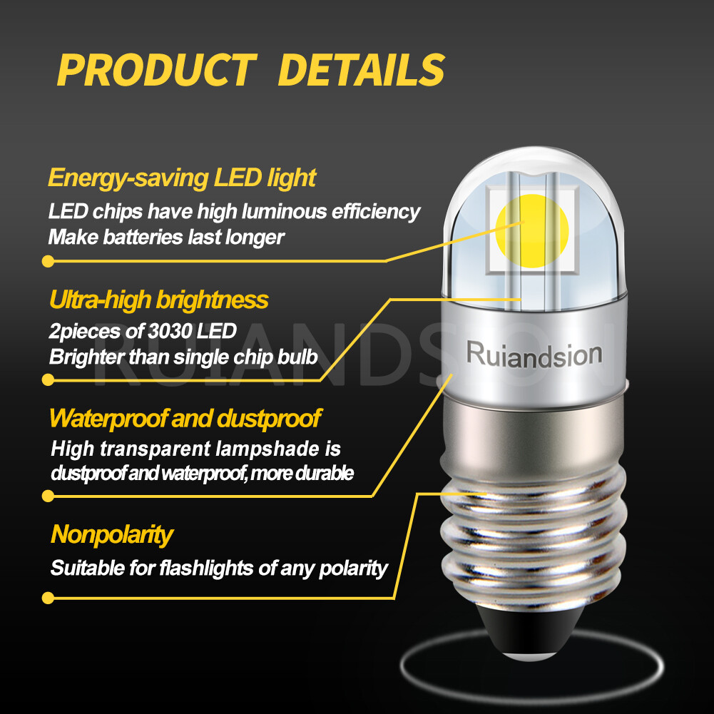 Ruiandsion E10 3030 2 LED Bulb Flashlight Light Bicycle Light 3-220V 3Colors