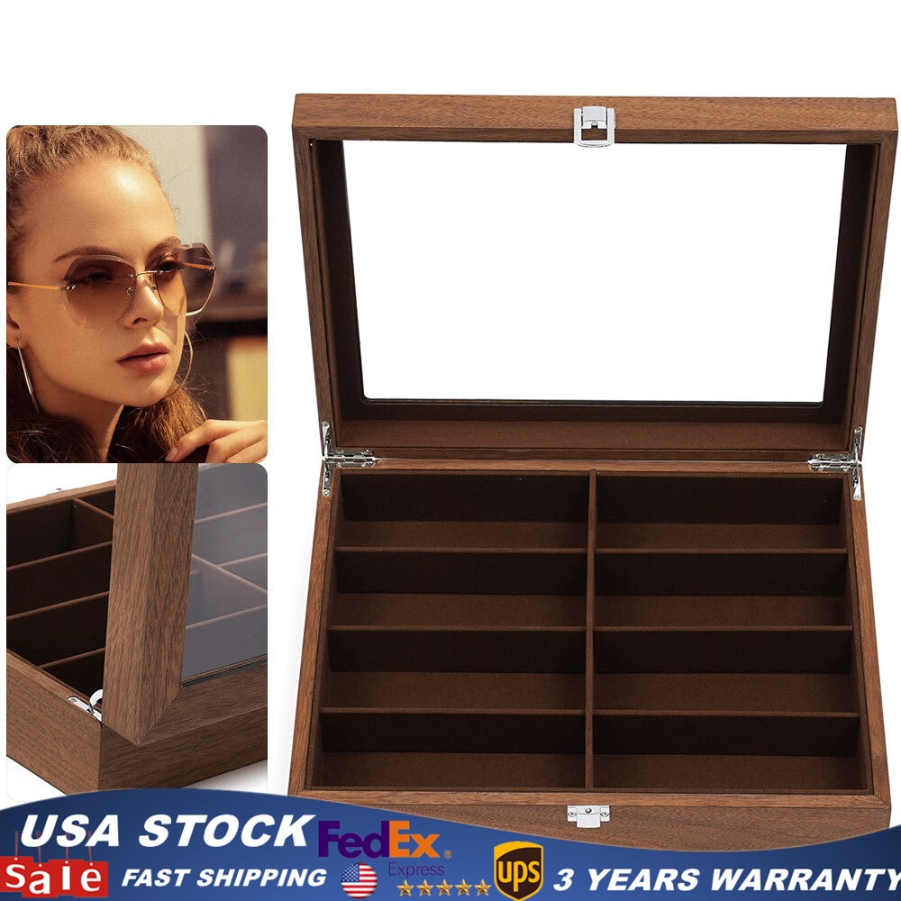 8 Slot Glasses Case Sunglasses Box Eyeglasses Display Storage Organizer Case