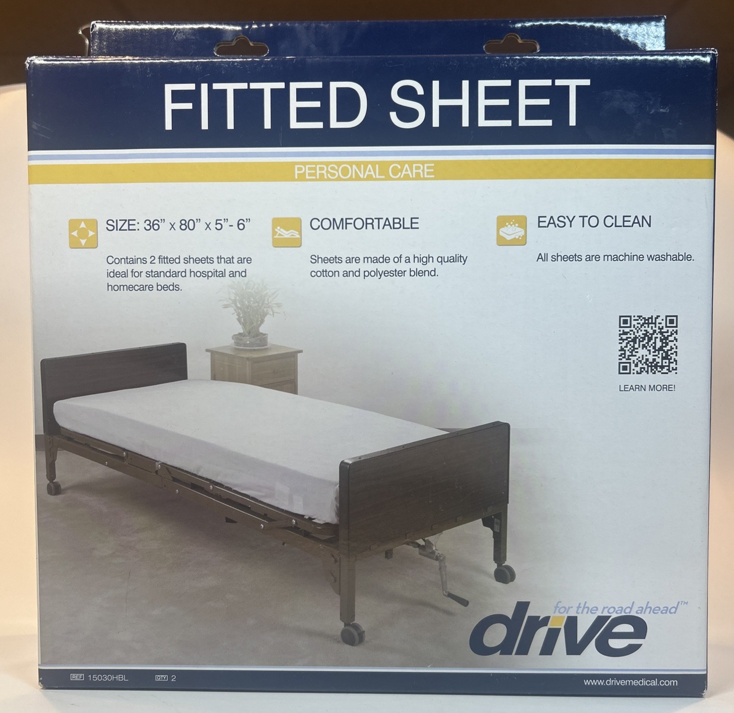 DRIVE MEDICAL HOSPITAL/HOMECARE (2)FITTED SHEETS 36"W X 80"L X 5-6"H
