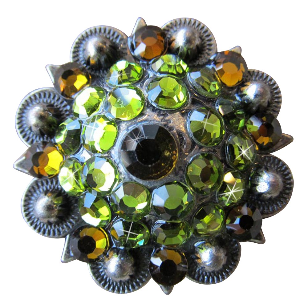 HILASON Set of 2 Western Screw Back Concho Parrot Green Crystal Bling Cowgirl