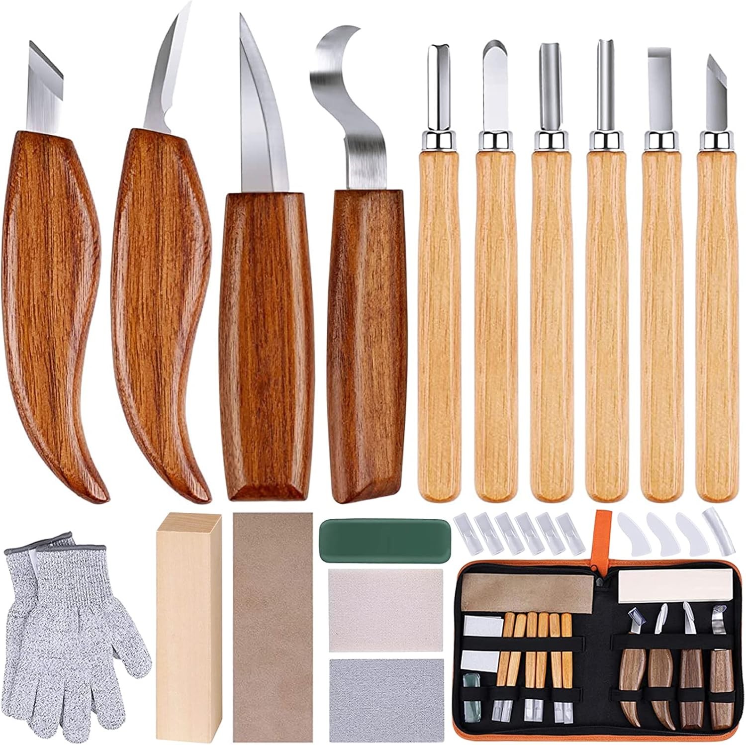 26-in-1 Wood Carving Kit with Detail Wood Carving Knife, Whittling Knife, Wood C