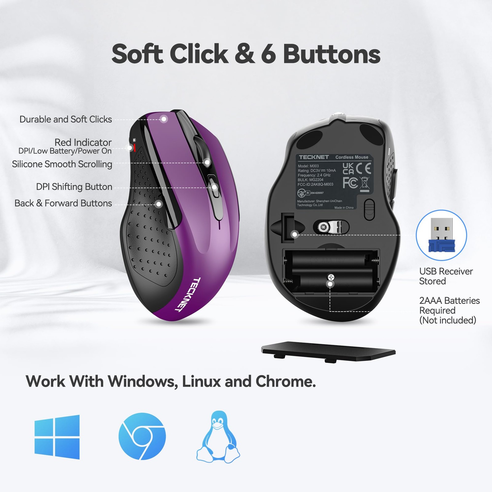 Wireless Mouse, 2.4G Ergonomic Optical Mouse, Computer Mouse for Laptop, PC, ...