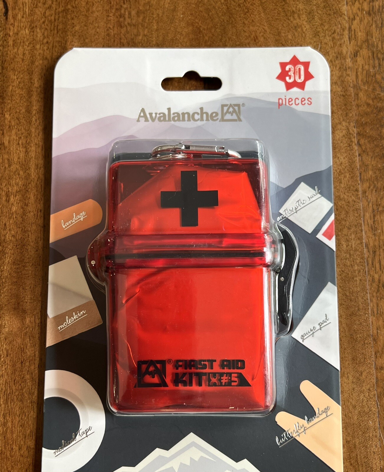 Avalanche Waterproof First Aid Kit 30-Pcs Emergency Essentials With Carabiner