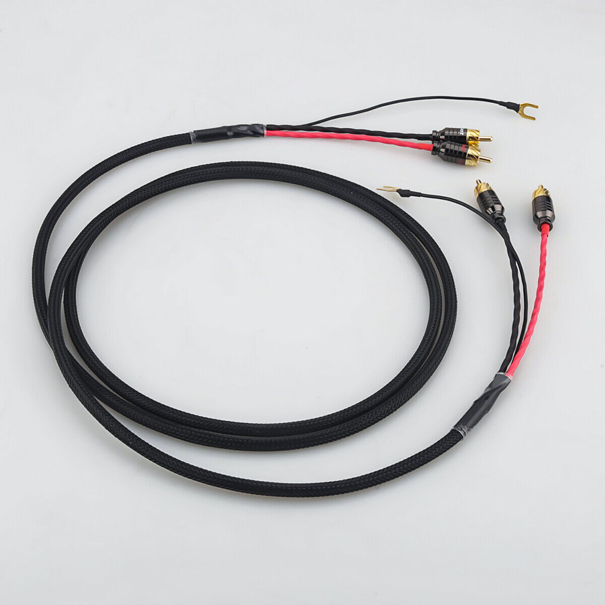 HiFi Turntable OCC Signal Interconnect RCA Cable Cord with Y Plug Ground Wire