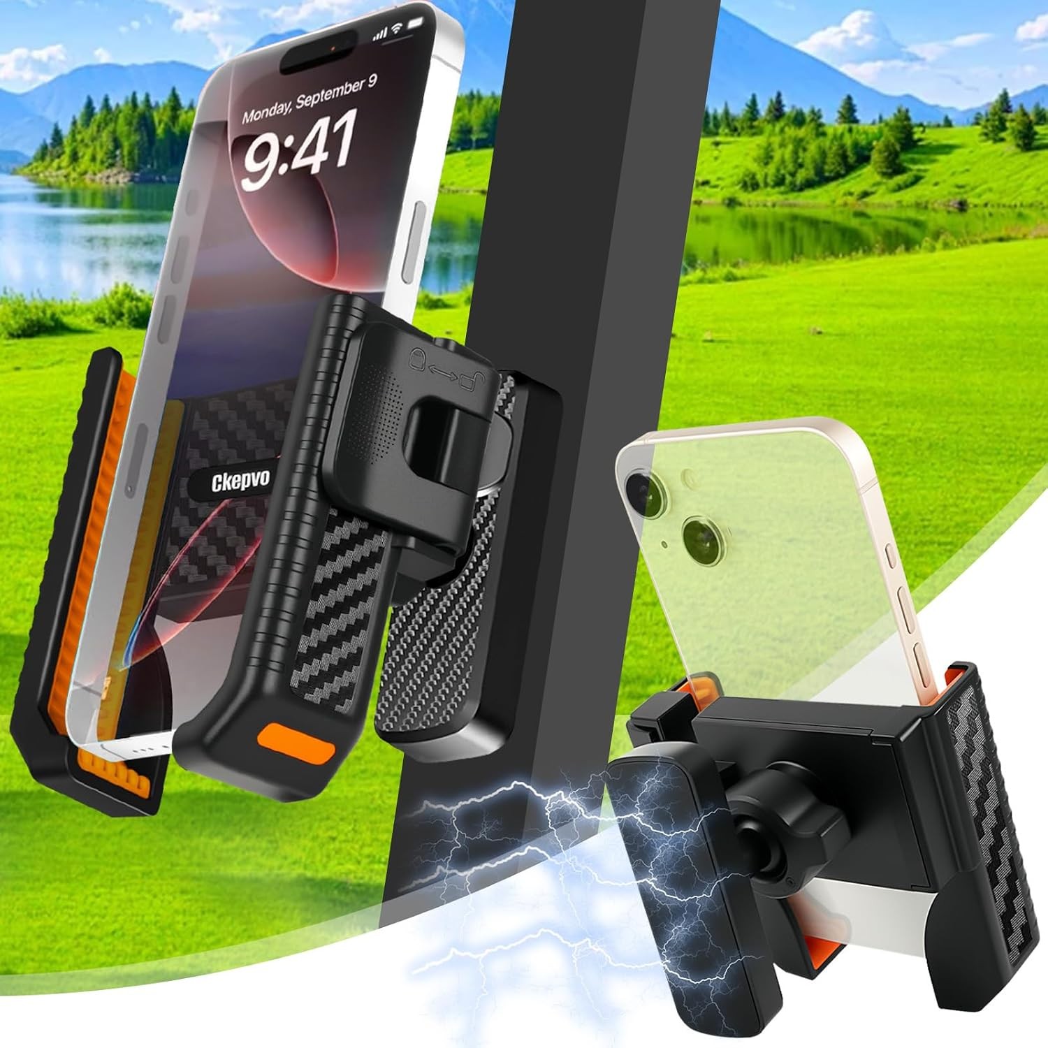 Magnetic Golf Cart Phone Holder - N52 Magnets & 360° Rotation,Tool-Free Install