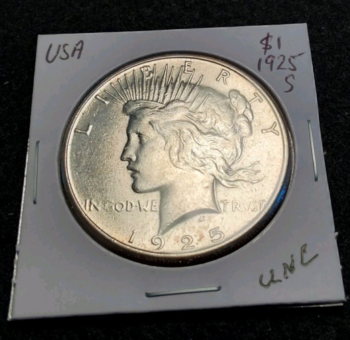 1925 S Peace Silver Dollar UNC MS+ KEY FROM MS PEACE COLLECTION BRILLIANT LUSTER