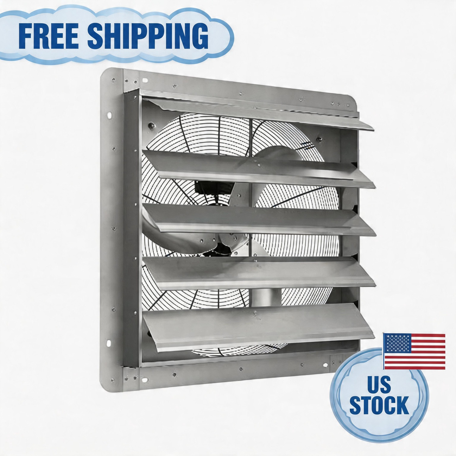 20 Inch  Airflow Aluminum Shutter Exhaust Fan,2660CFM 1500 RPM 130W AC Wall High