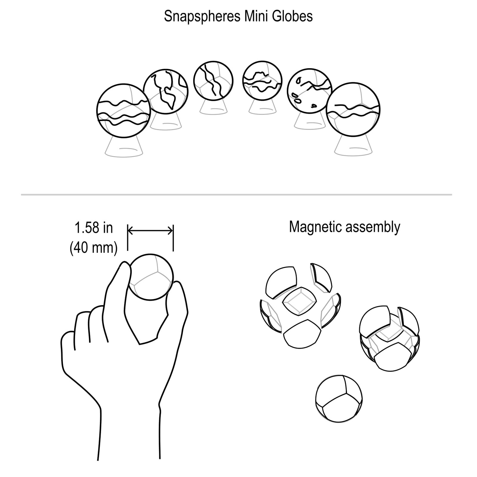 Mars globe - Snapspheres mini-globe 1.58"