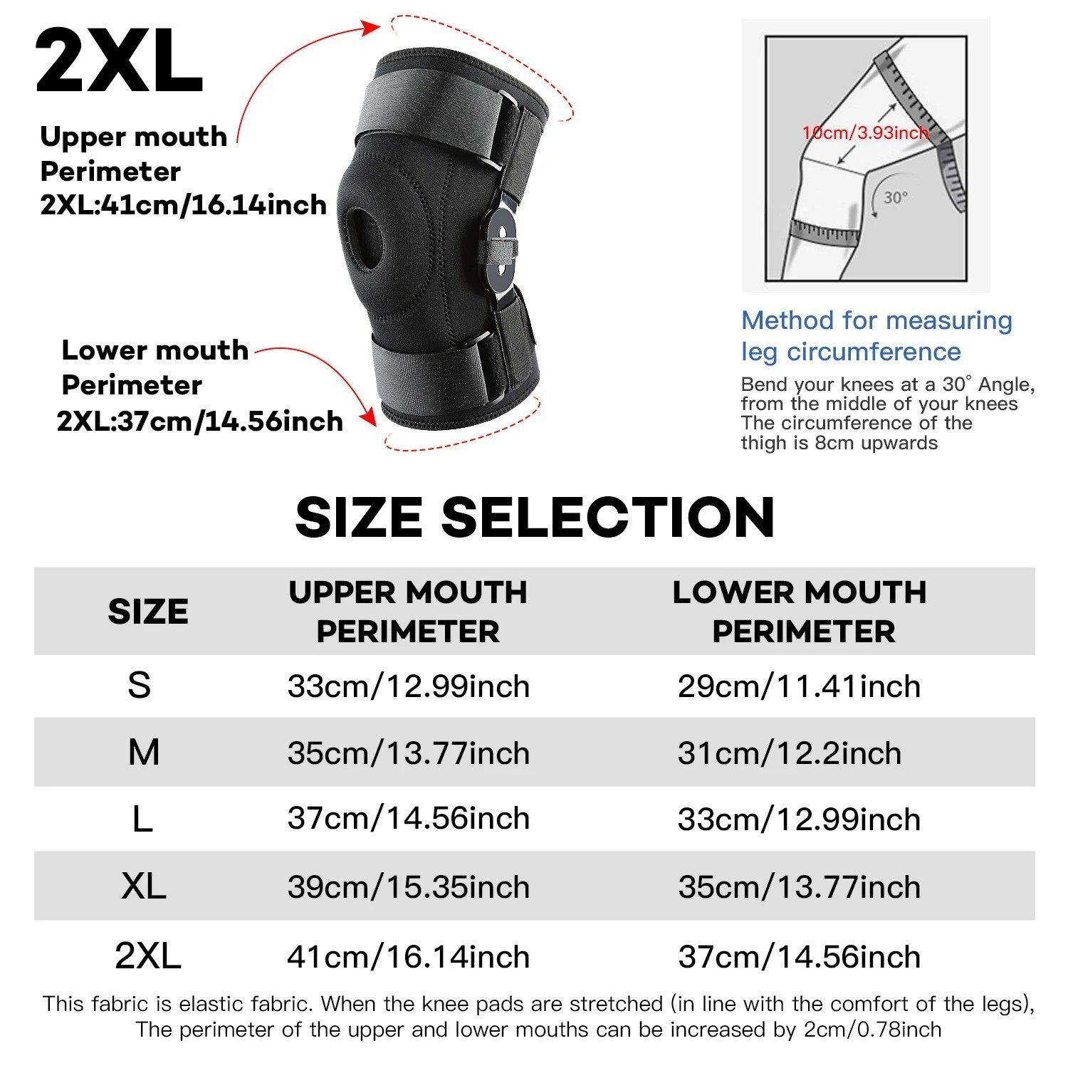 Knee Brace Compression Sleeve Hinged Joint Support Open Patella Stabilizer Wrap