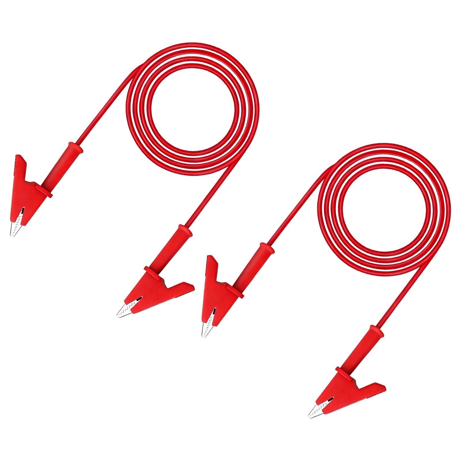 2 Pcs Dual-ended Alligator Clips Test Leads, 15A, 2m/6.56ft, Red