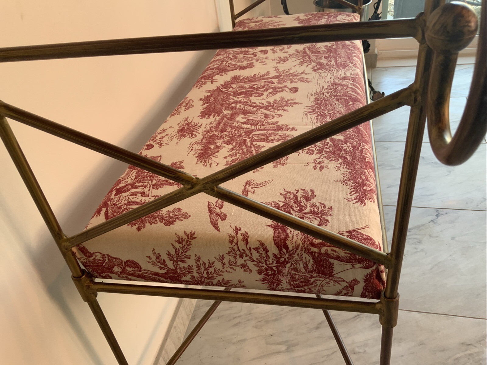 Bombay Company Upholstered Bench Handcrafted metal