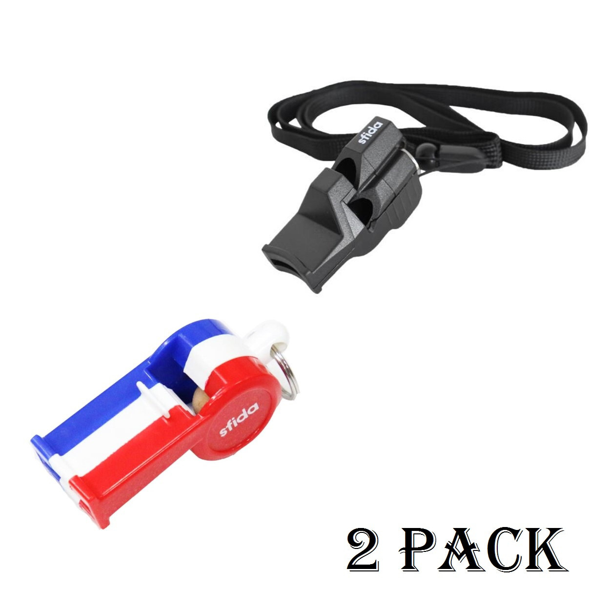 Soccer Referees Whistles With Lanyard Team Spors Games By Sfida Tricolor 2-Pack