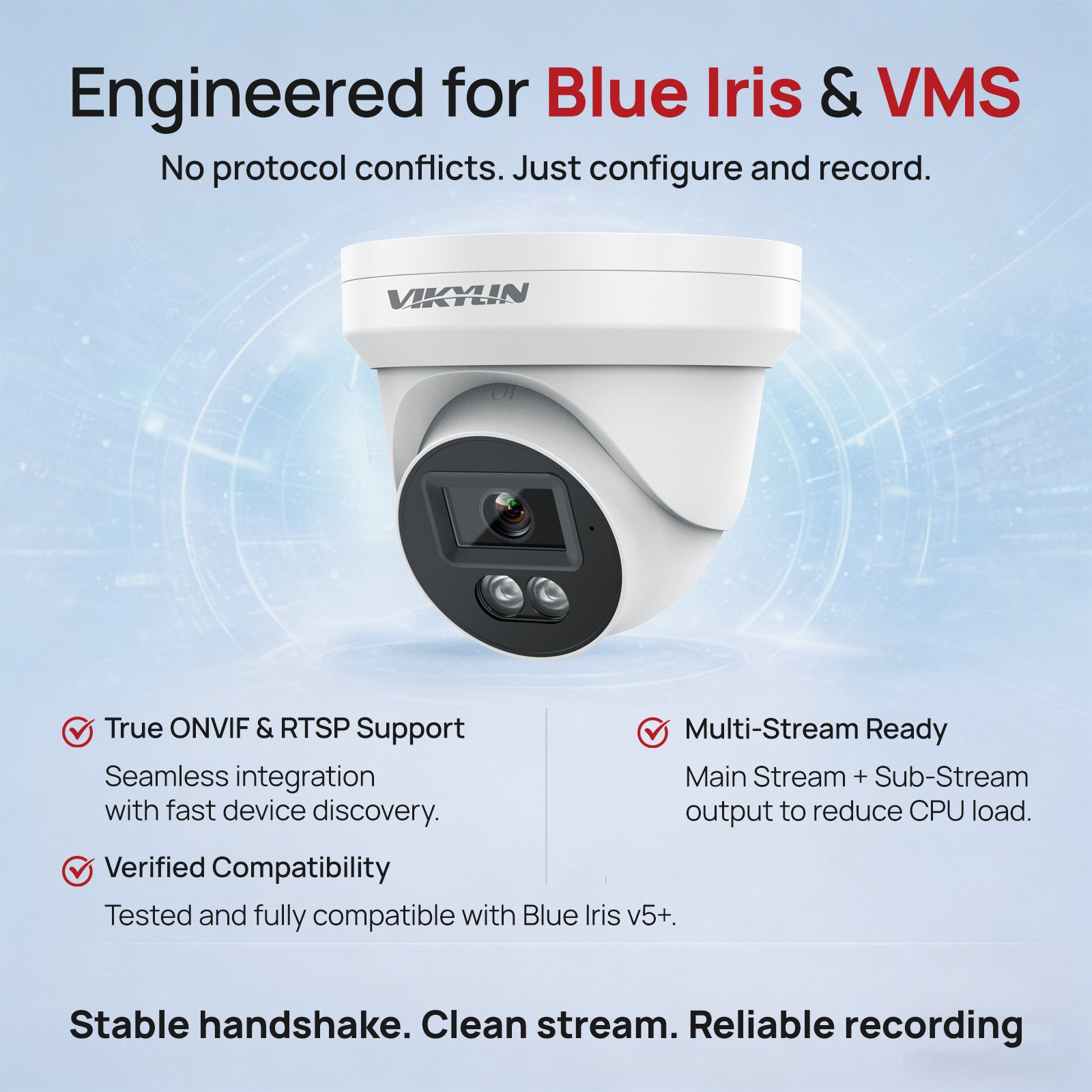 VIKYLIN 5MP IR Night Vision IP Camera Built-in Microphon Human Vehicle Detection