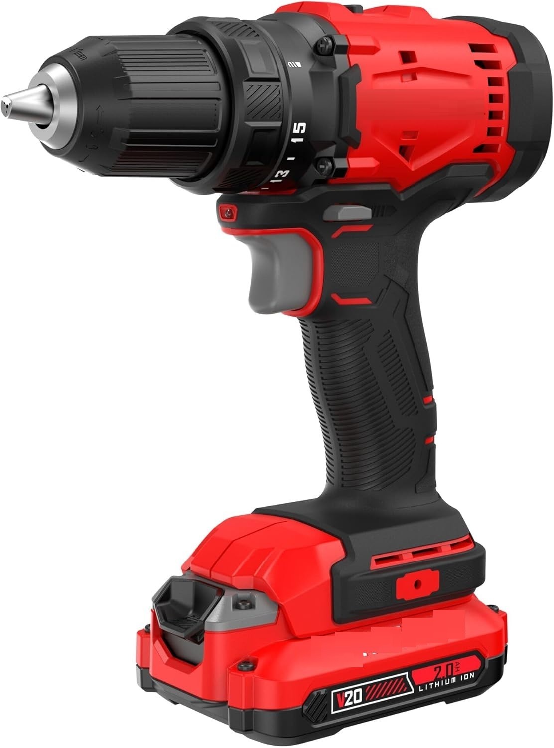 20V Cordless 1/2" Drill Driver Kit w/ 2.0Ah Battery Charger LED Light
