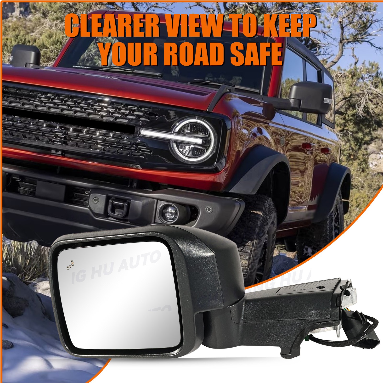 Left Driver Side Mirror W/ Blind Spot Camera For Ford Bronco 2020 -2025