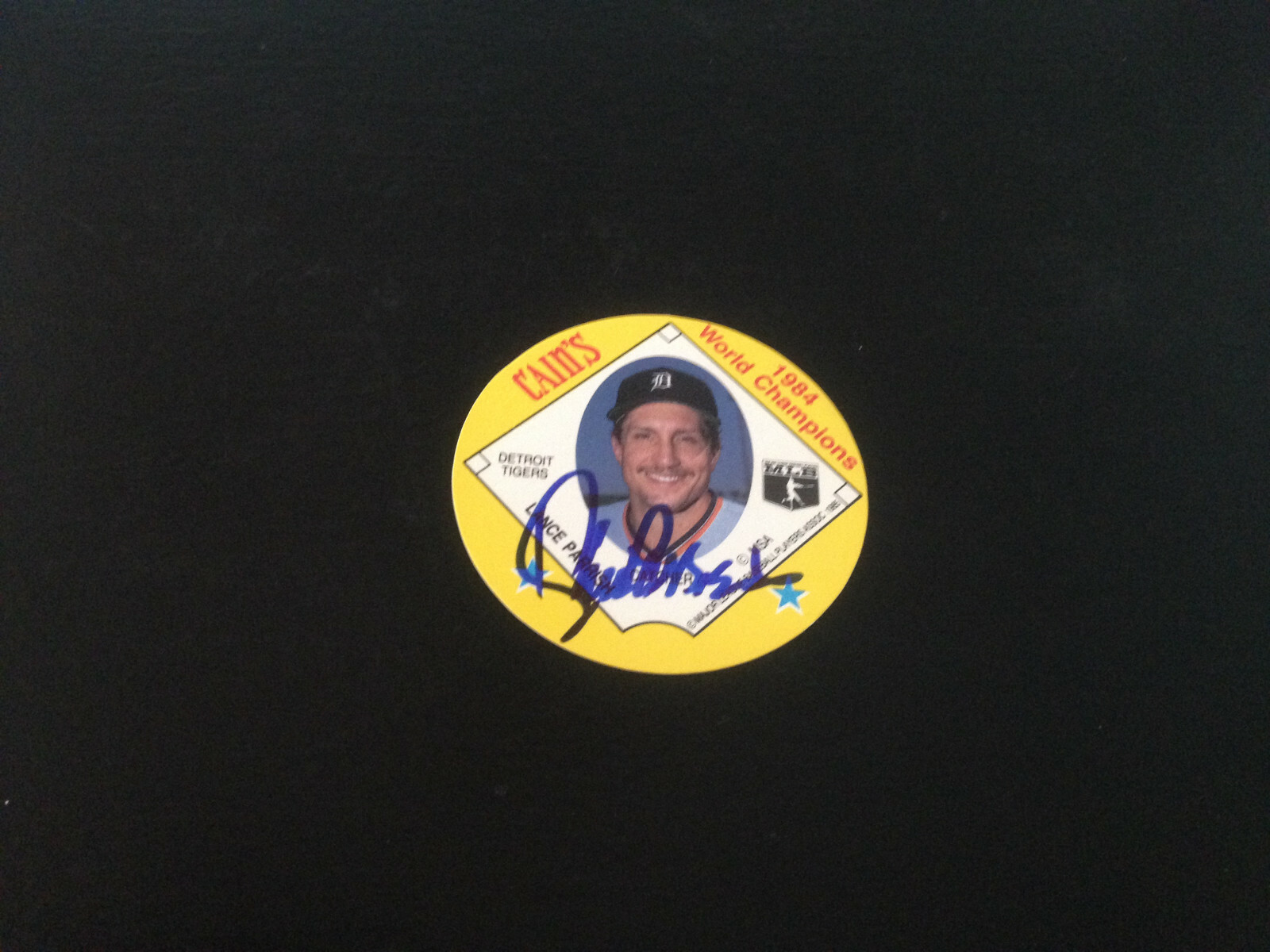 LANCE PARRISH 1985 CAINS AUTOGRAPH DISC DETROIT TIGERS