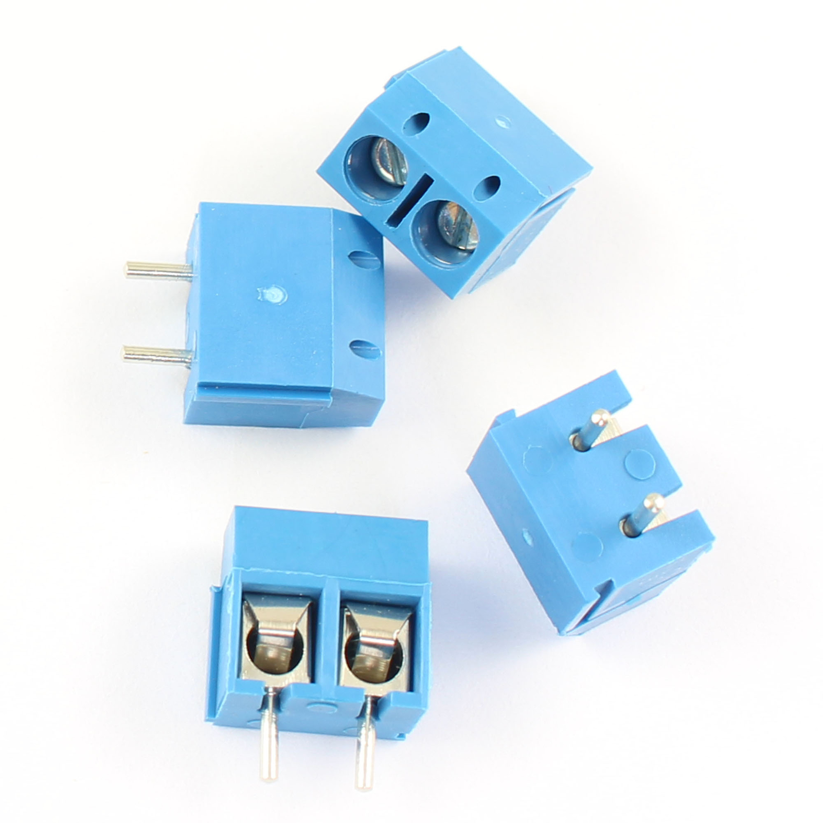 100Pcs Blue 5mm Pitch 2 Pin 2 Way PCB Screw Terminal Block Connector MG301-2P