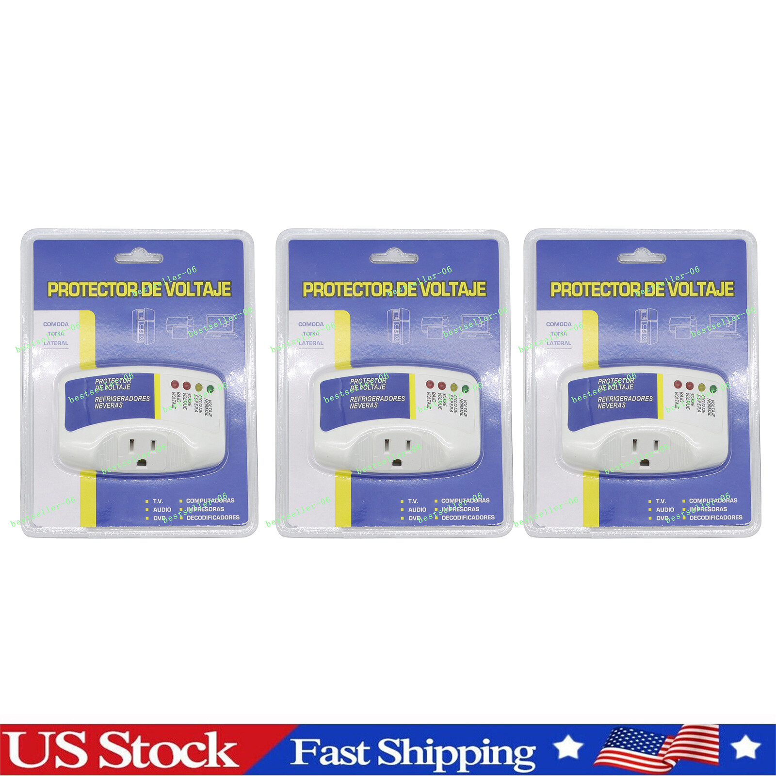 3 Packs New Protector de Voltaje para Electrodomésticos y Tomacorrientes 120V